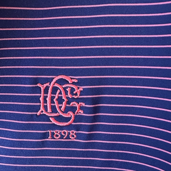 Donald Ross Men's Navy and Pink Striped Golf Shirt Performance Fabric size L - Picture 3 of 4